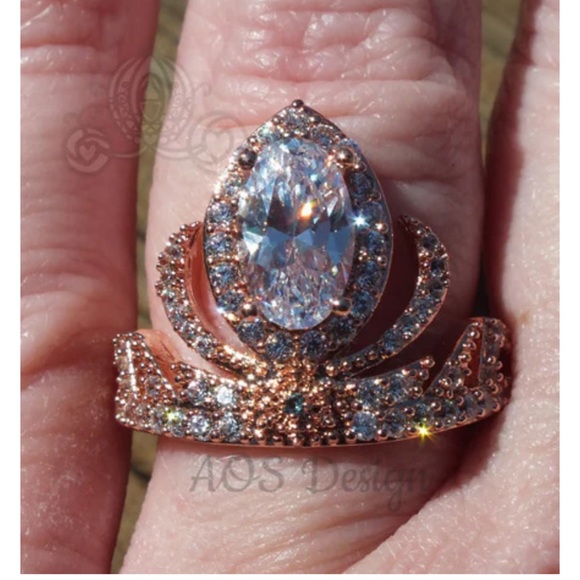 Elsa ring custom made Disney princess crown ring blue stone - Picture 3 of 5